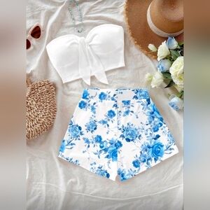 Soleia Vintage Floral Print Boho Vacation 2pcs Set